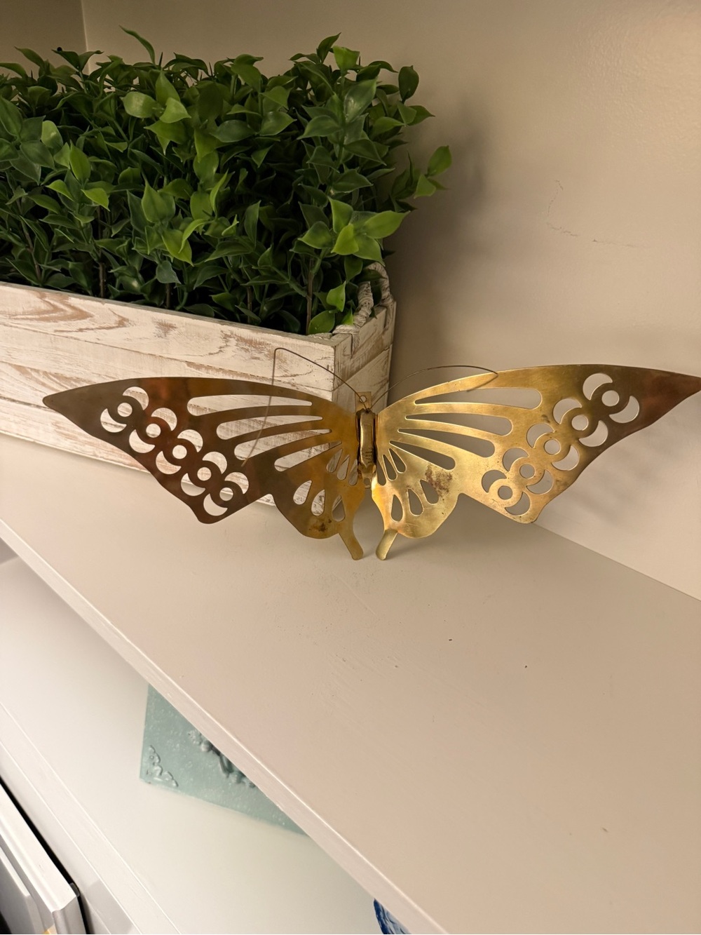Vintage Brass Butterfly Wall Decor Large 3D Hinged Metal Butterfly 13.5”